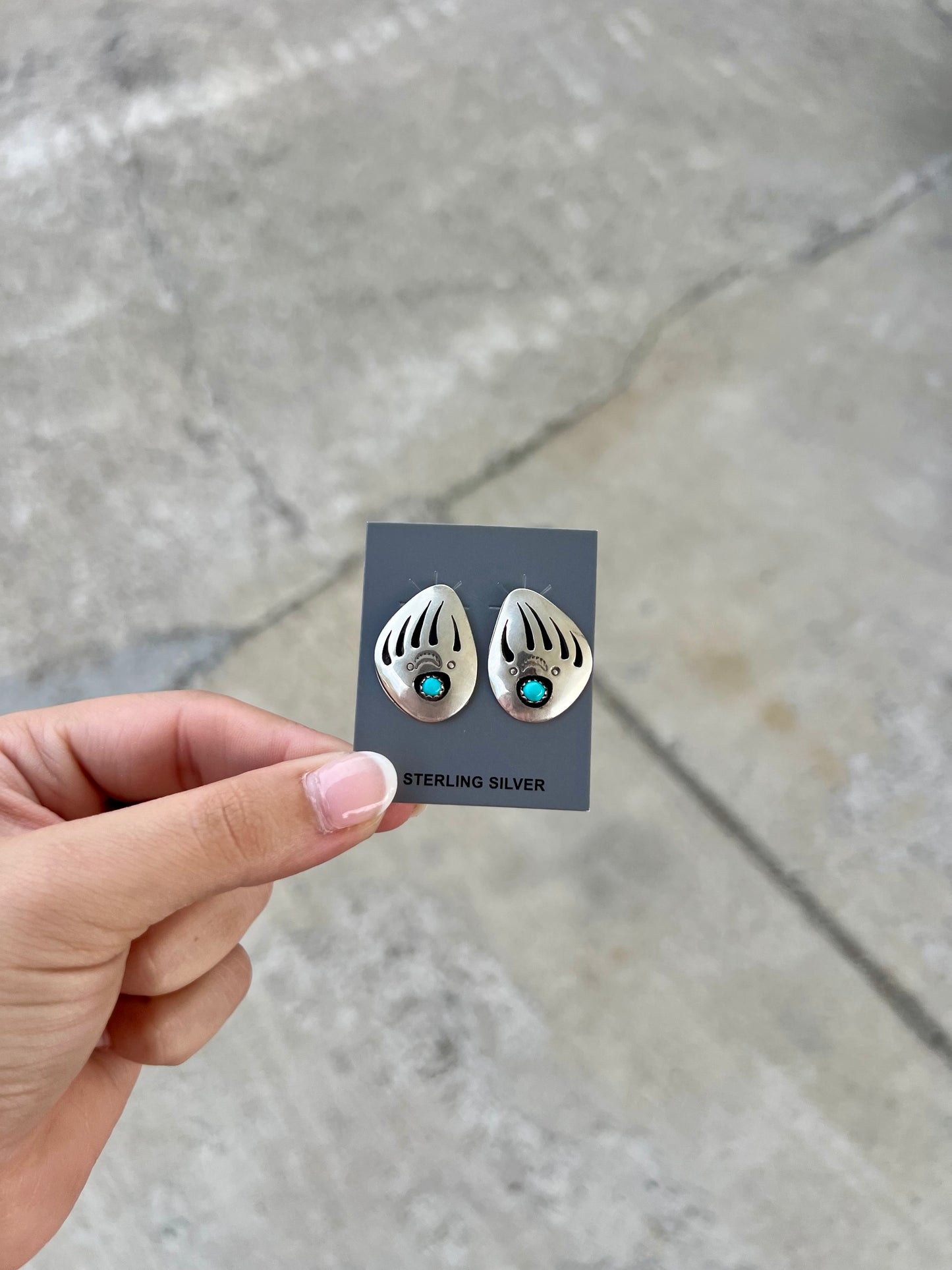Genuine Turquoise Shadowbox Badger Paw Earrings