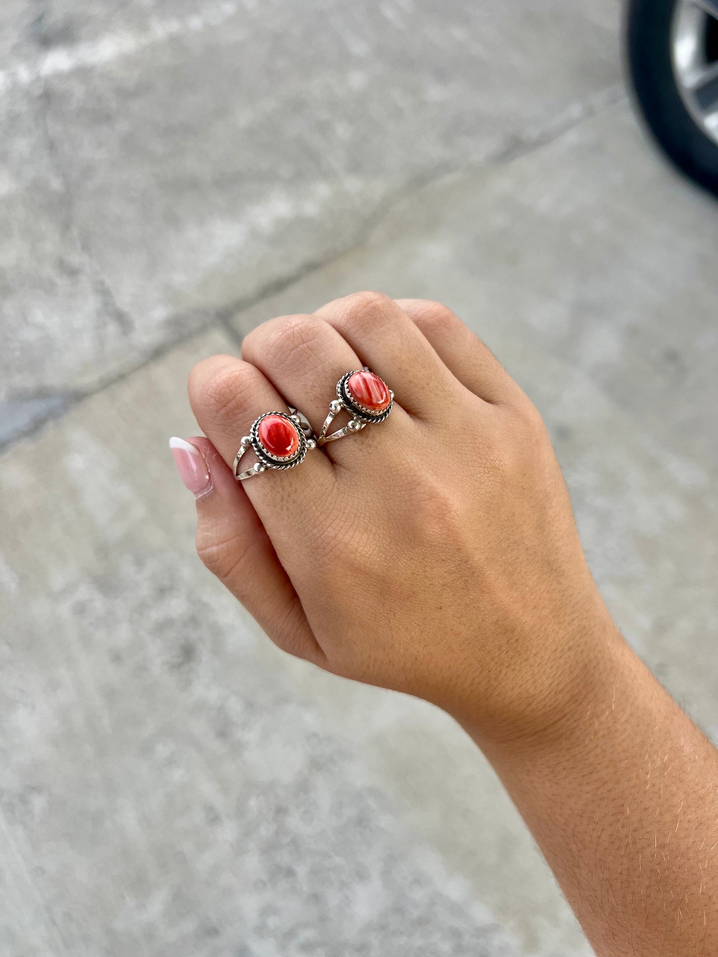 The Lainey Red Spiny Oyster Sterling Silver Ring