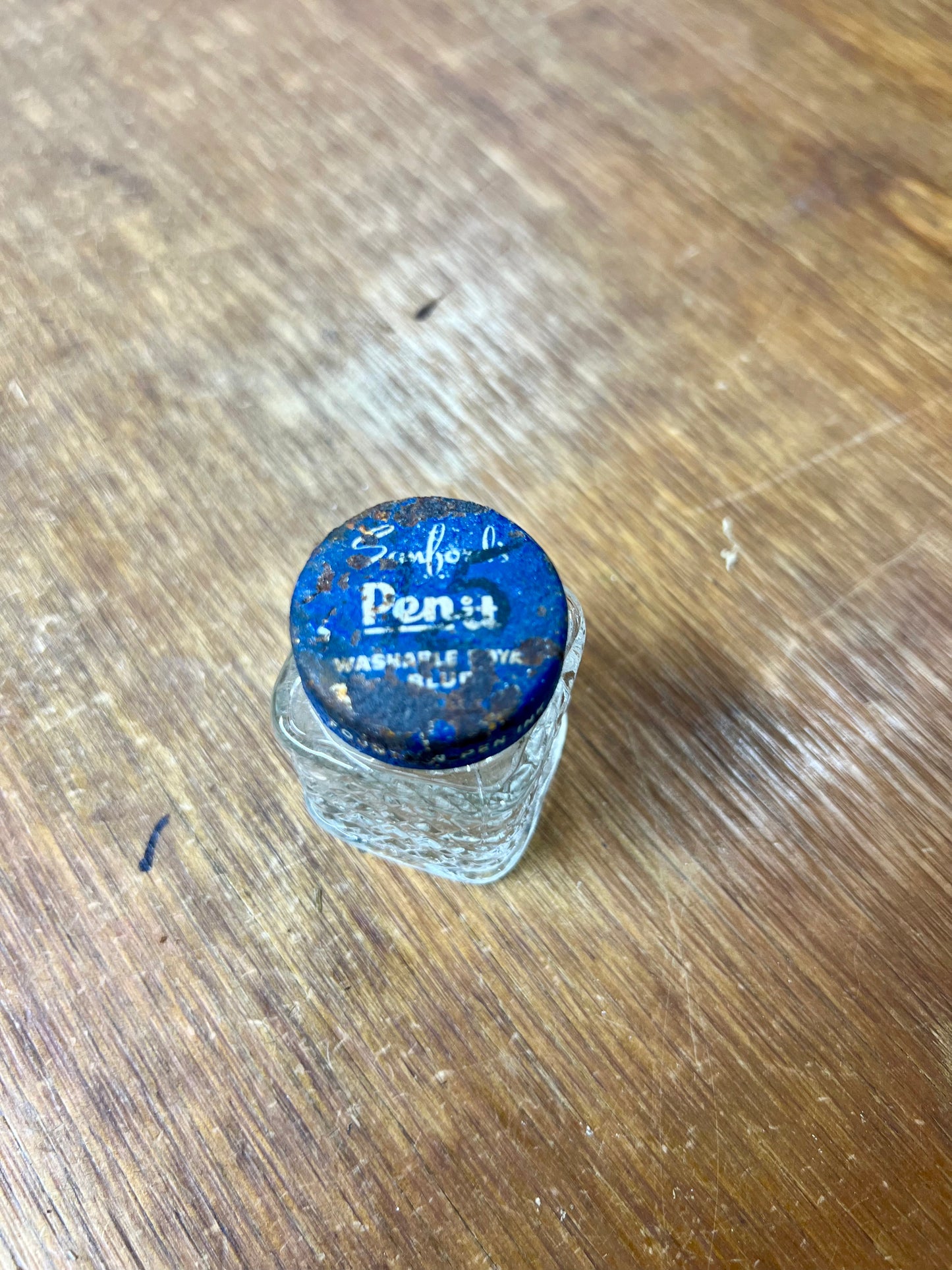 Vintage Sanfords Penit Glass Fountain Pen Ink Jar