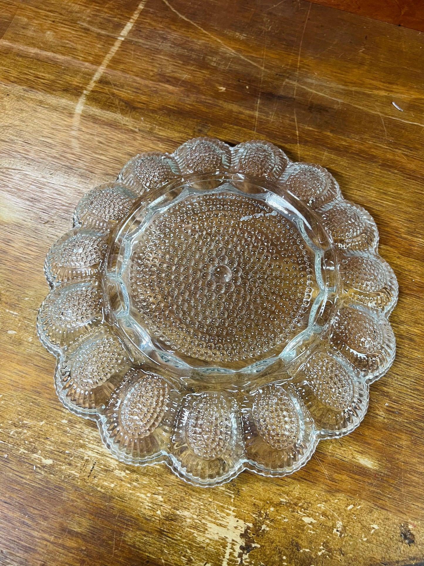 Vintage Indiana Glass Hobnail Clear Deviled Egg Tray Dish
