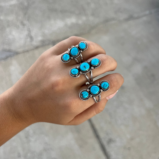 The Jess Genuine Turquoise 3 Stone Ring