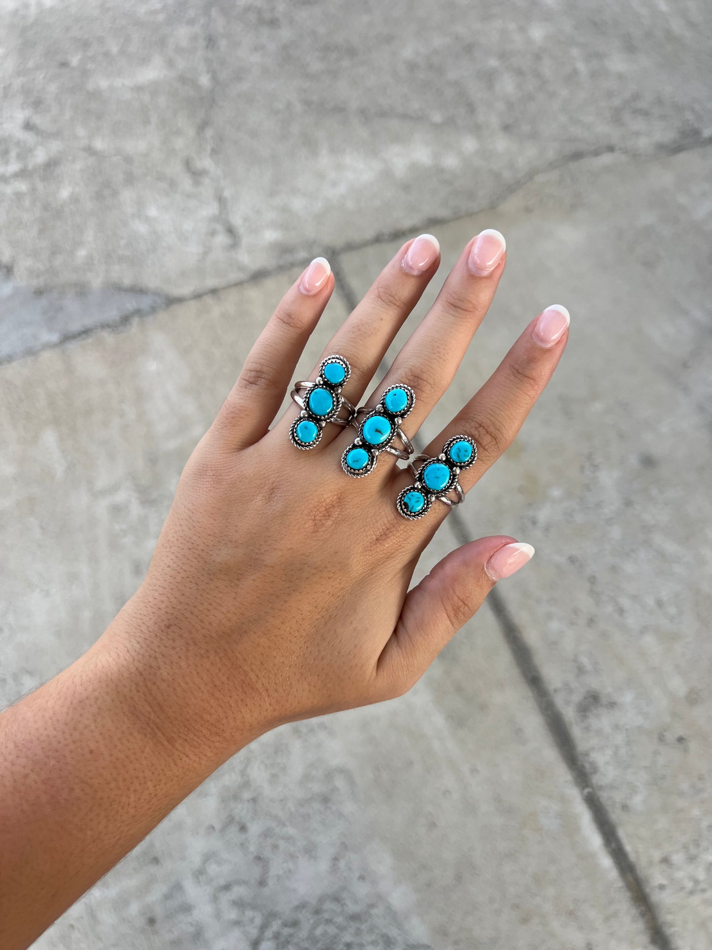 The Jess Genuine Turquoise 3 Stone Ring