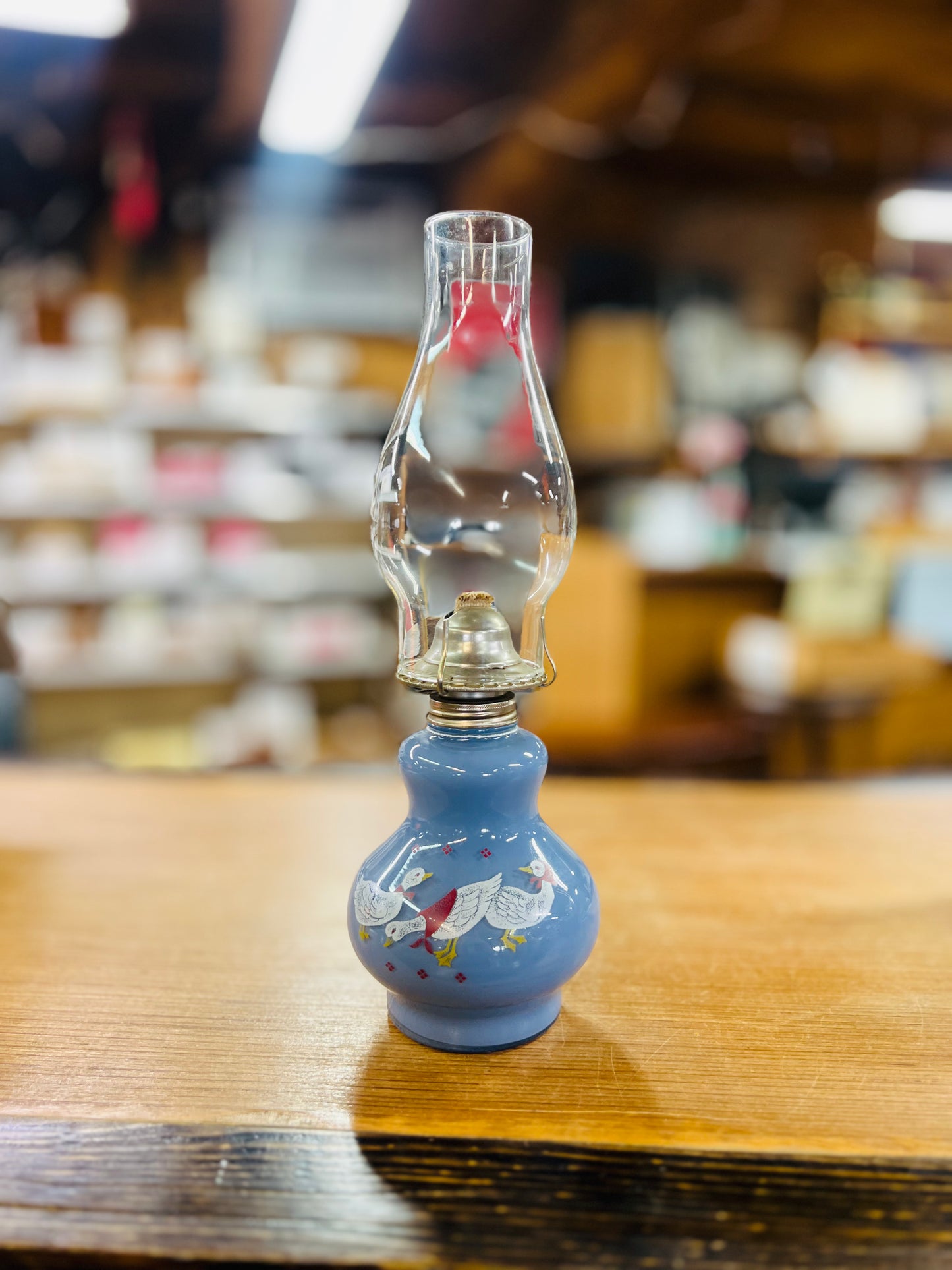 Vintage Kaadan Ltd Duck Geese Blue Oil Lamp