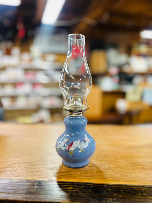 Vintage Kaadan Ltd Duck Geese Blue Oil Lamp