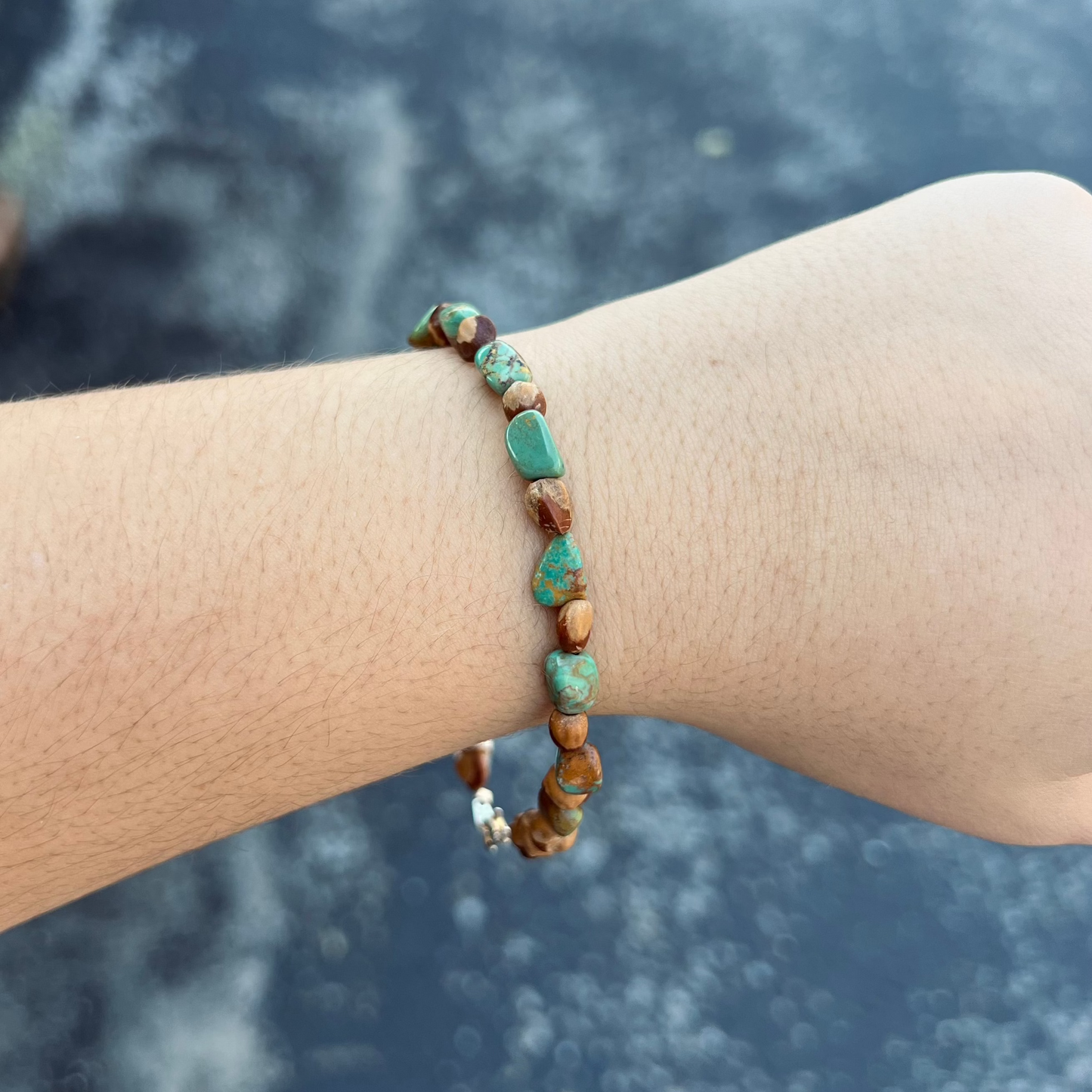 Genuine Turquoise and Cedar Bead Bracelet