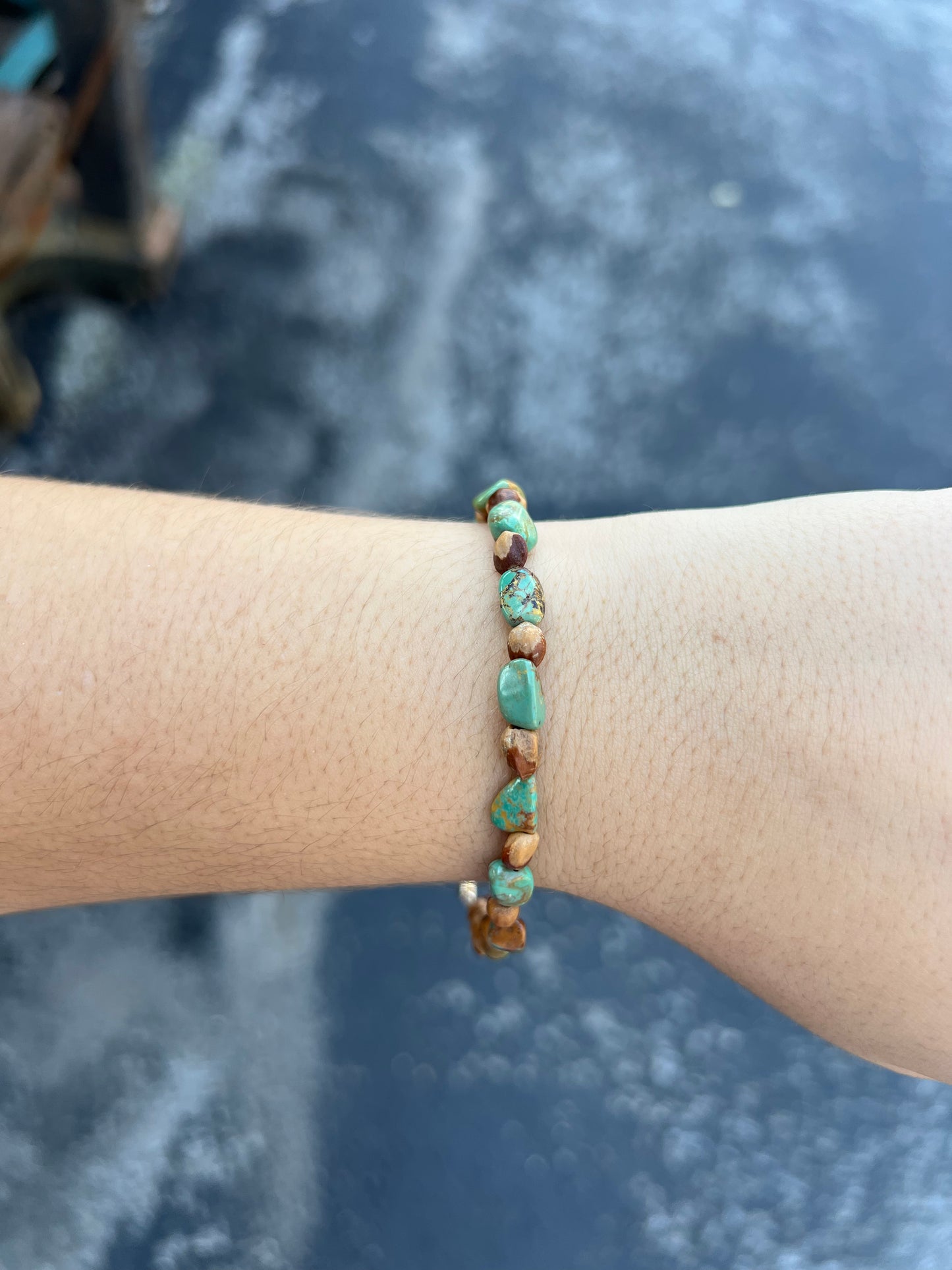 Genuine Turquoise and Cedar Bead Bracelet