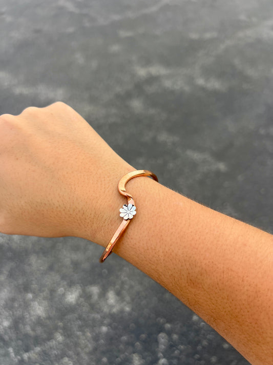 Copper Wave Nickel Flower Cuff Bracelet