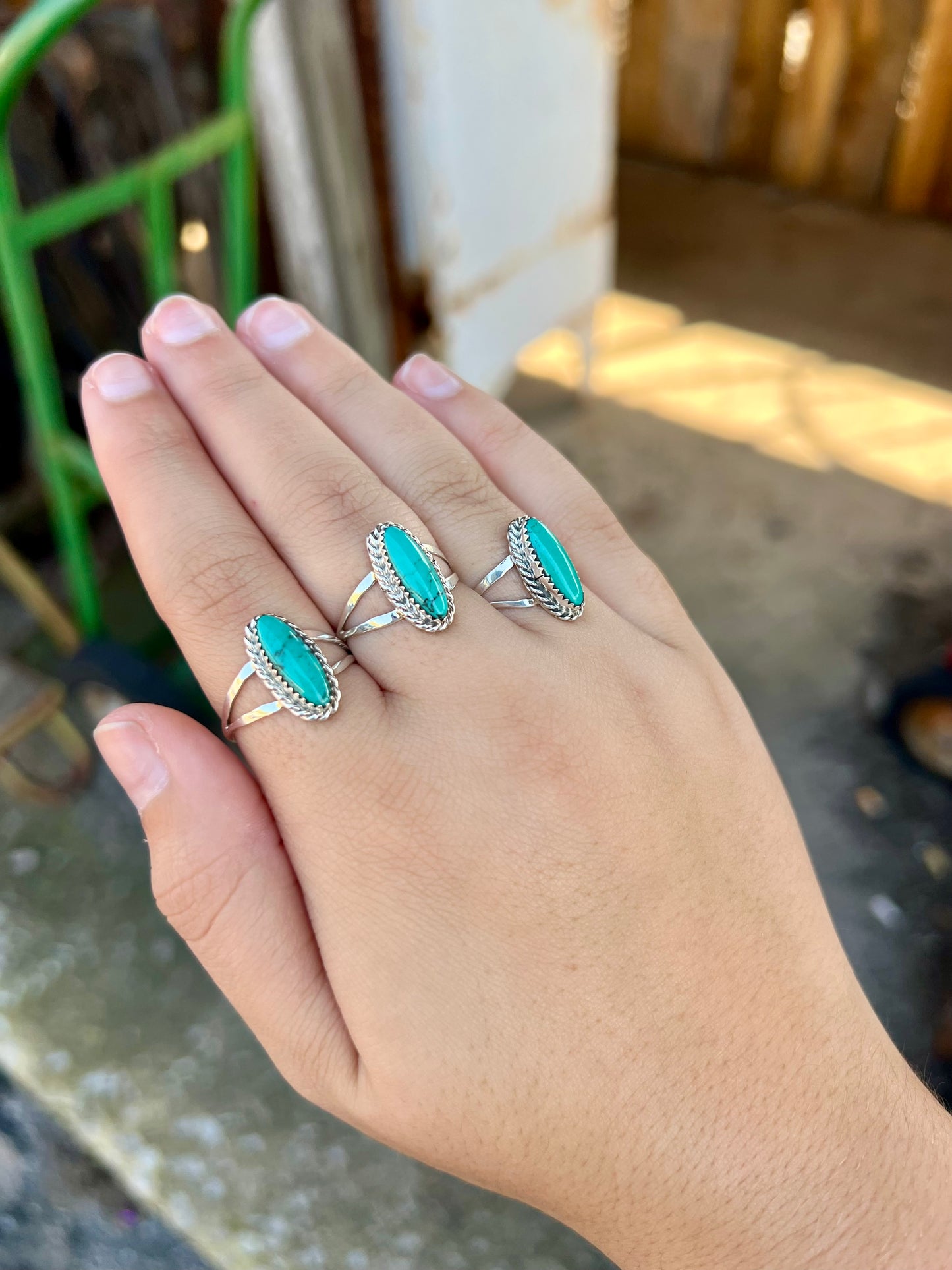 Genuine Turquoise Oval Sterling Silver Ring