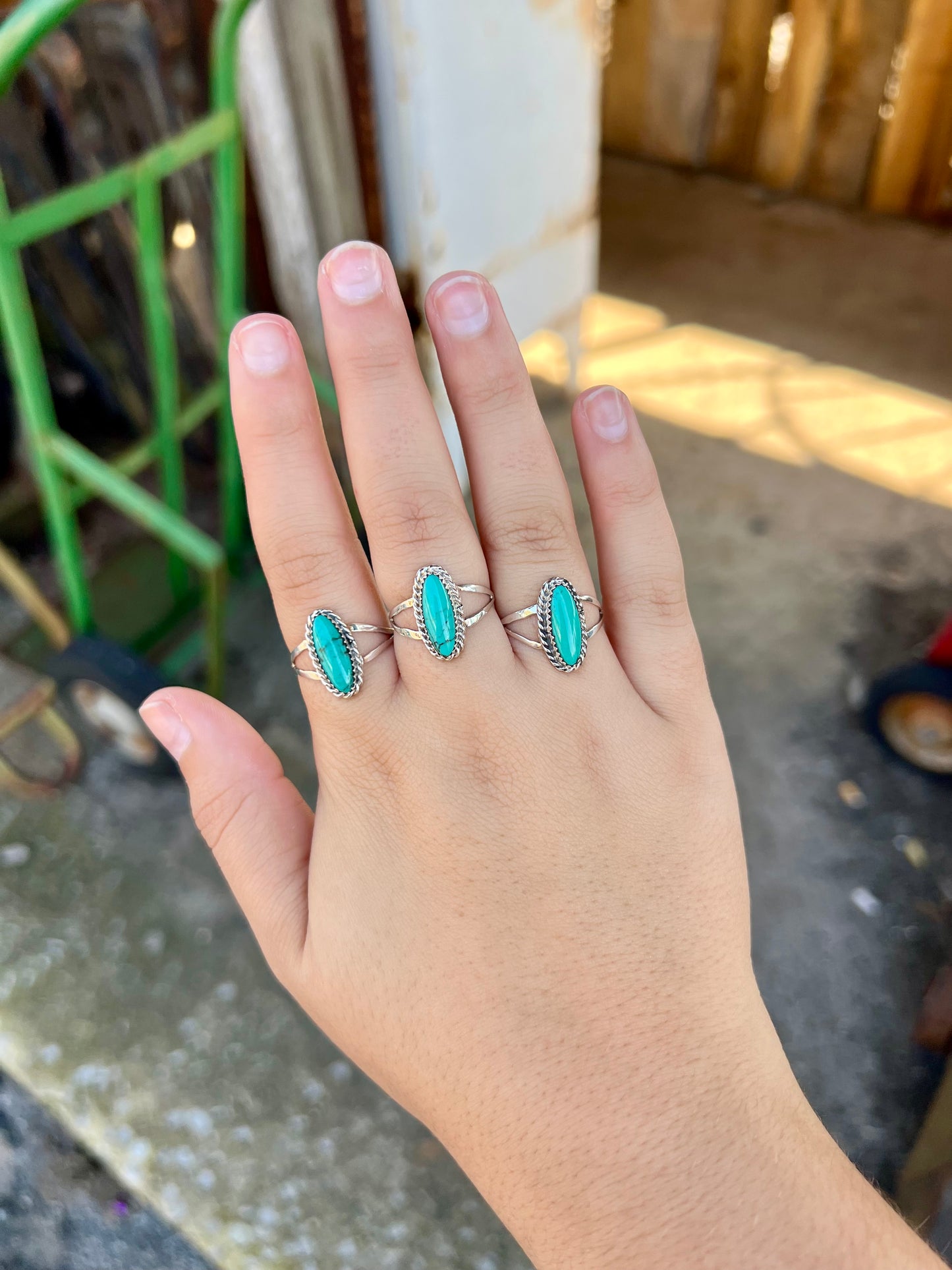 Genuine Turquoise Oval Sterling Silver Ring