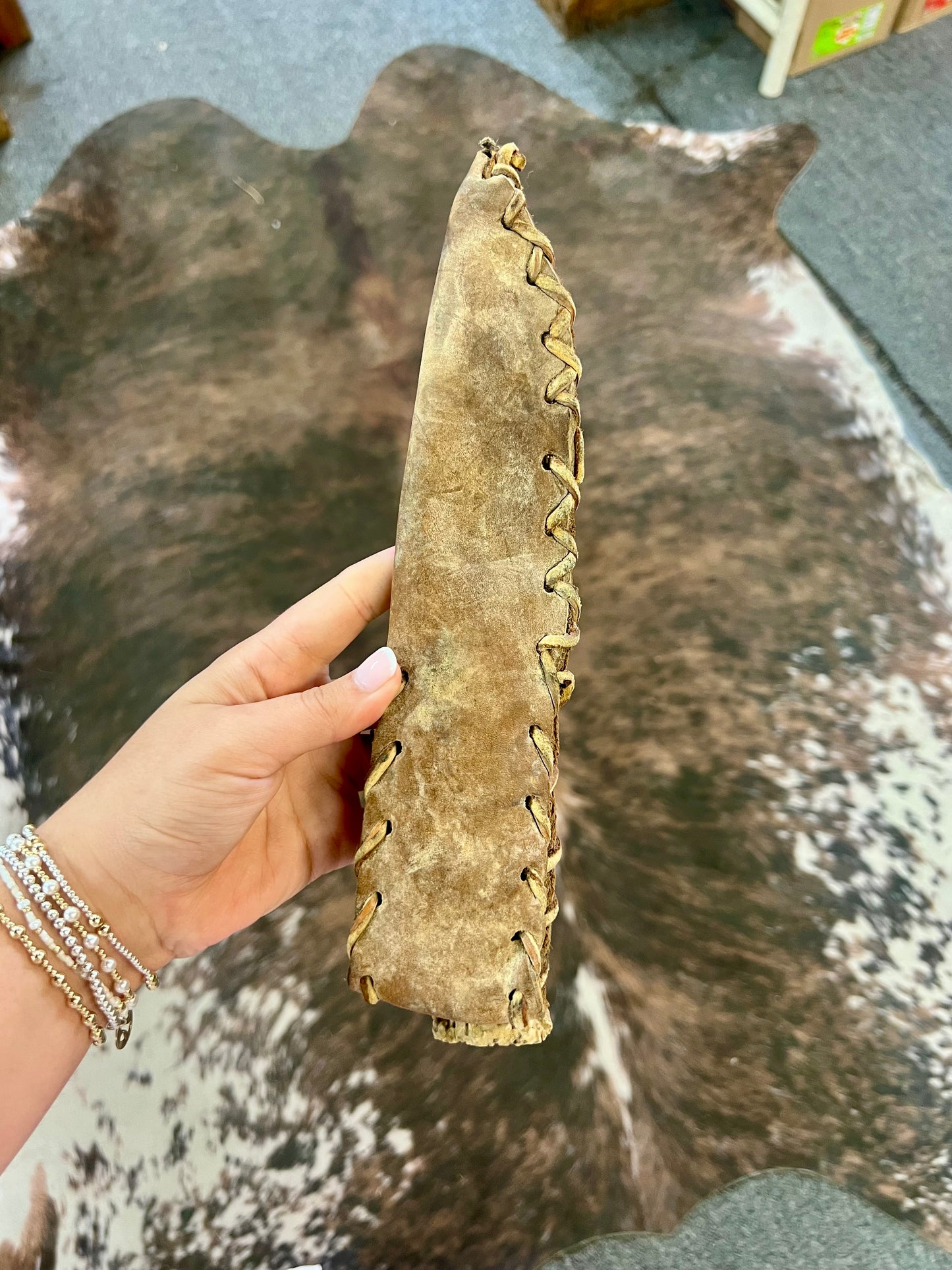 Antler Hunting knife with Leather Sheath