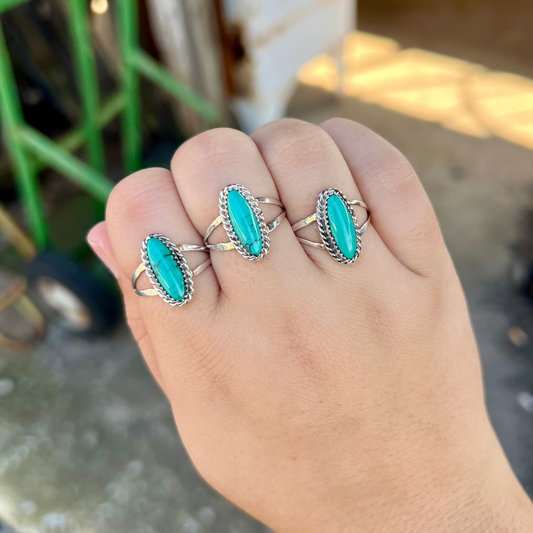 Genuine Turquoise Oval Sterling Silver Ring