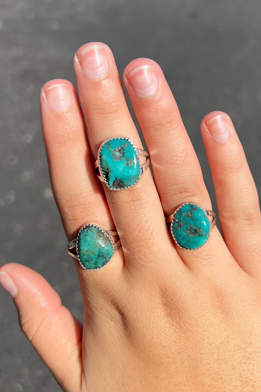 Genuine White Water Turquoise Sterling Silver Ring