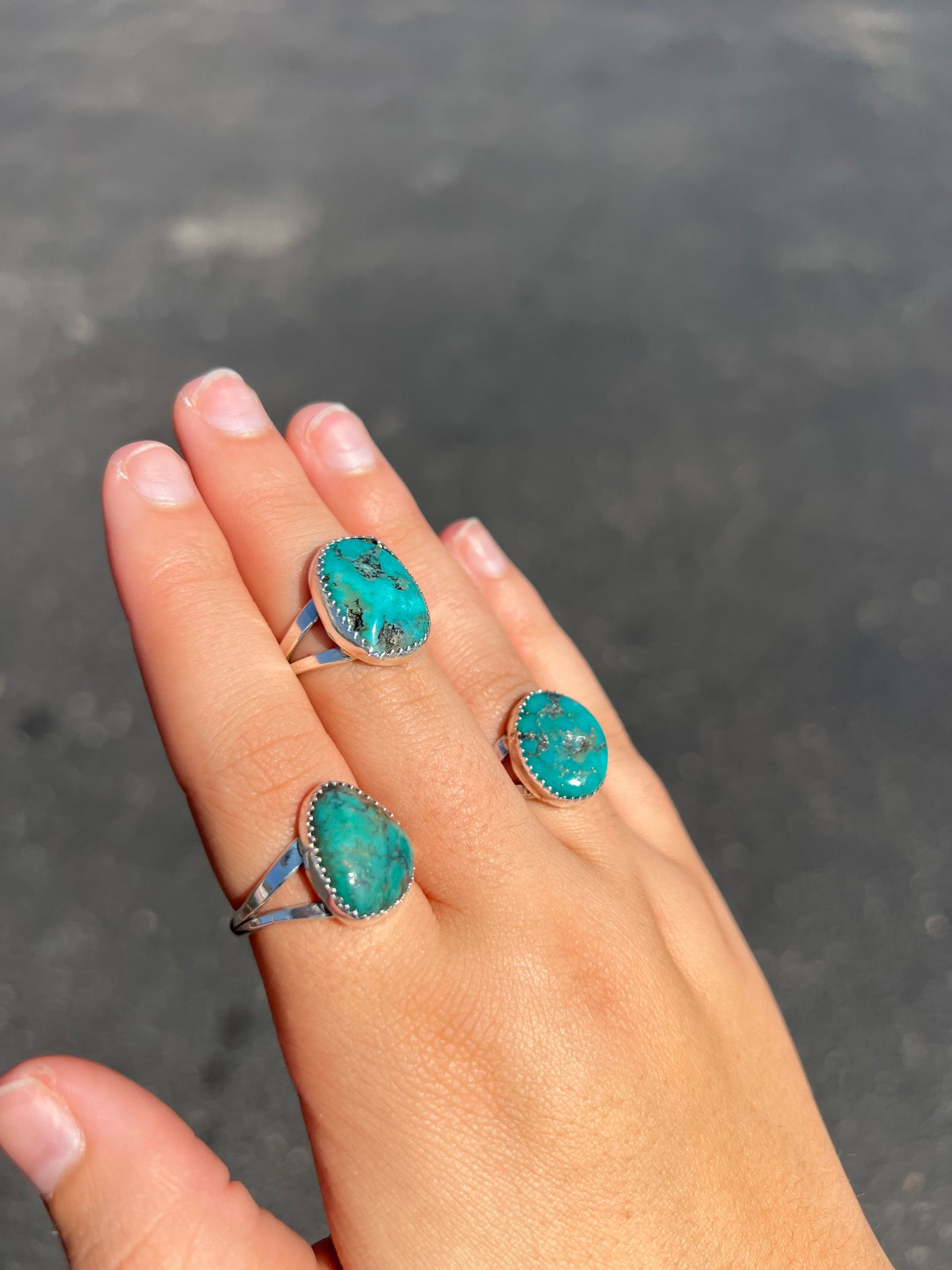 Genuine White Water Turquoise Sterling Silver Ring