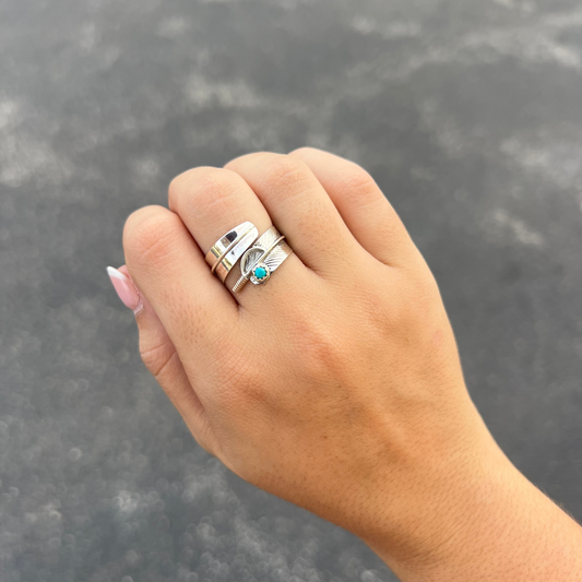 Turquoise Feather Wrap Ring *Adjustable*