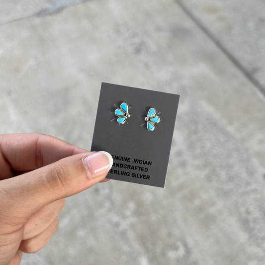 Zuni Genuine Turquoise Half Cluster Studs