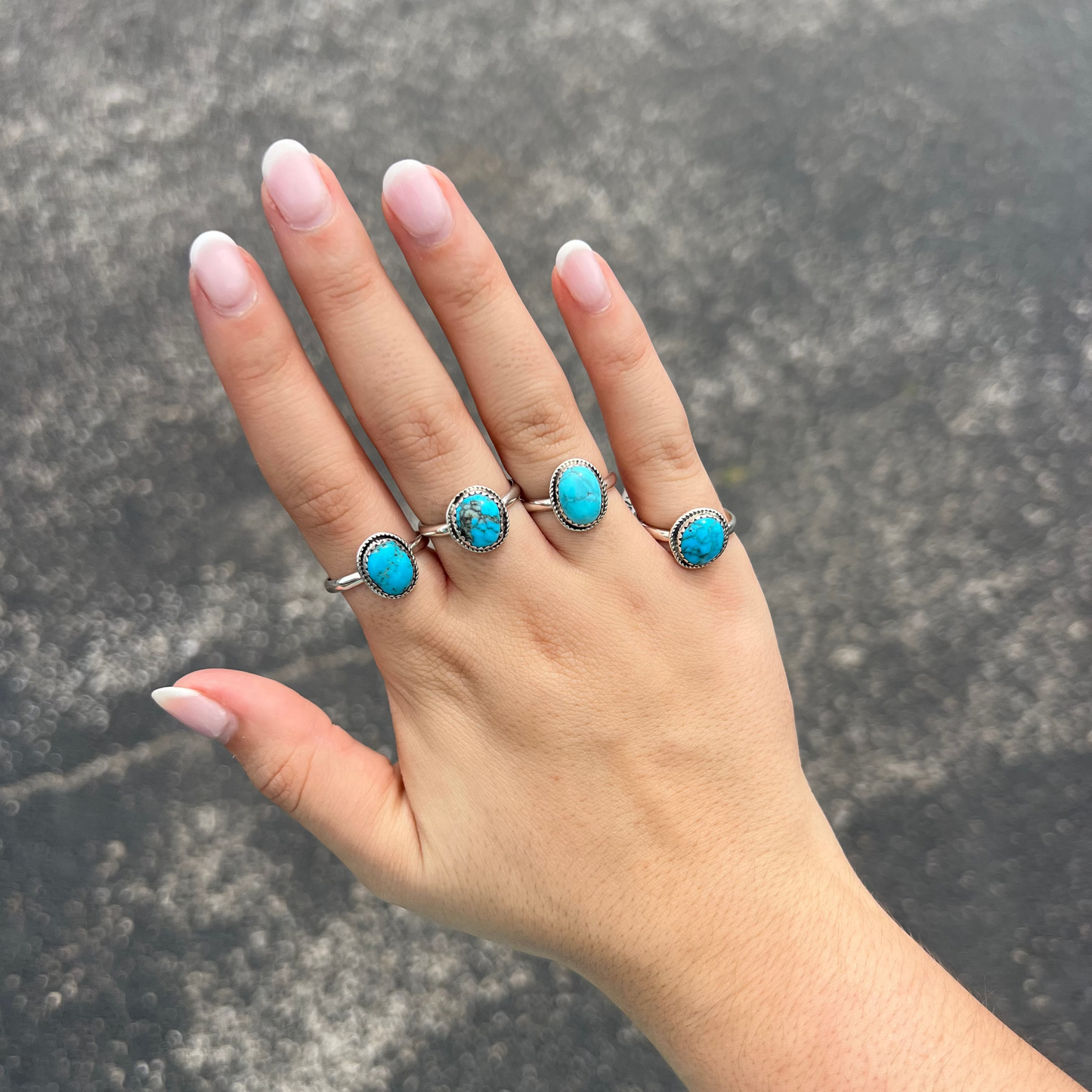 The Blayne Kingman Turquoise Twisted Border Sterling Silver Ring