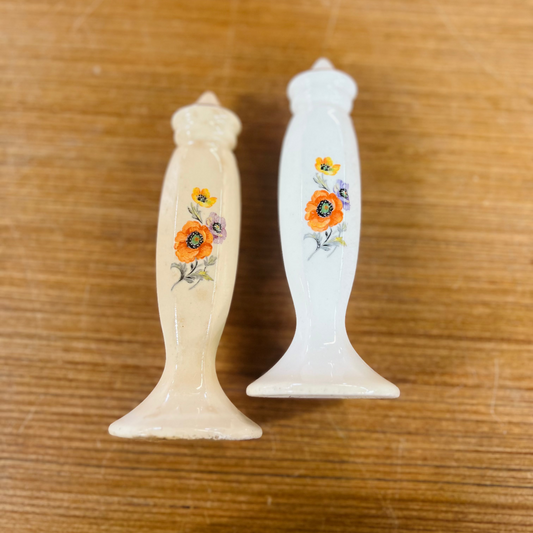 Vintage Poppy Flower Salt and Pepper Shakers Set