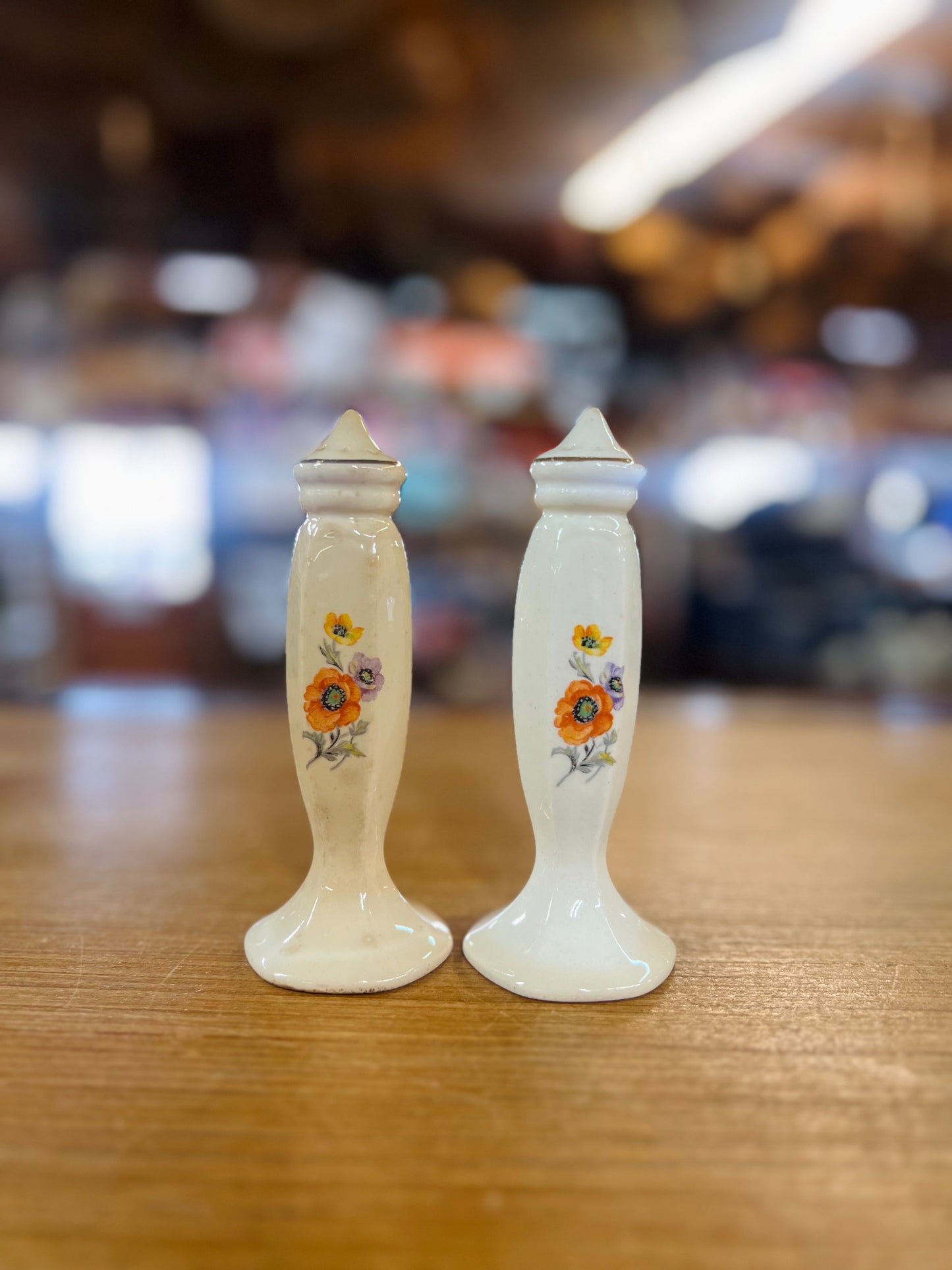 Vintage Poppy Flower Salt and Pepper Shakers Set