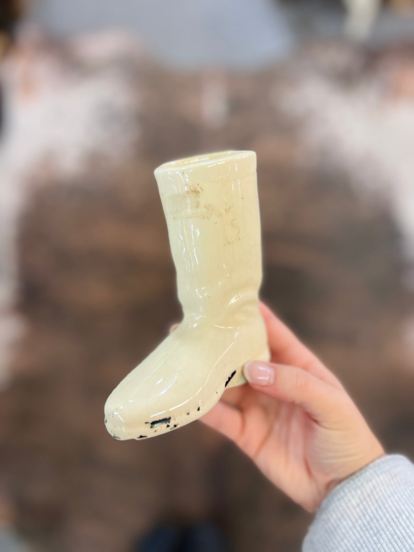 Vintage Ceramic Boot Vase Planter