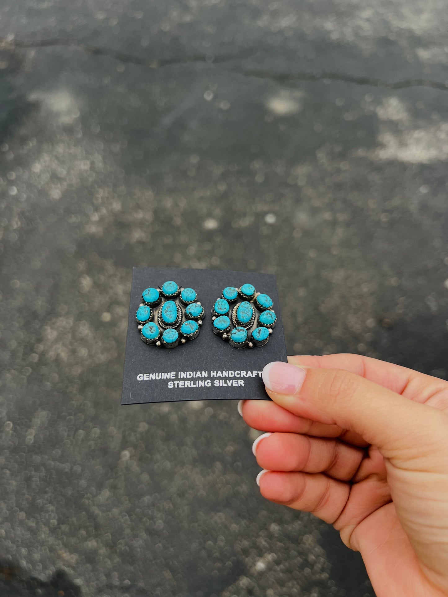 Genuine Kingman Turquoise Cluster Statement Earrings