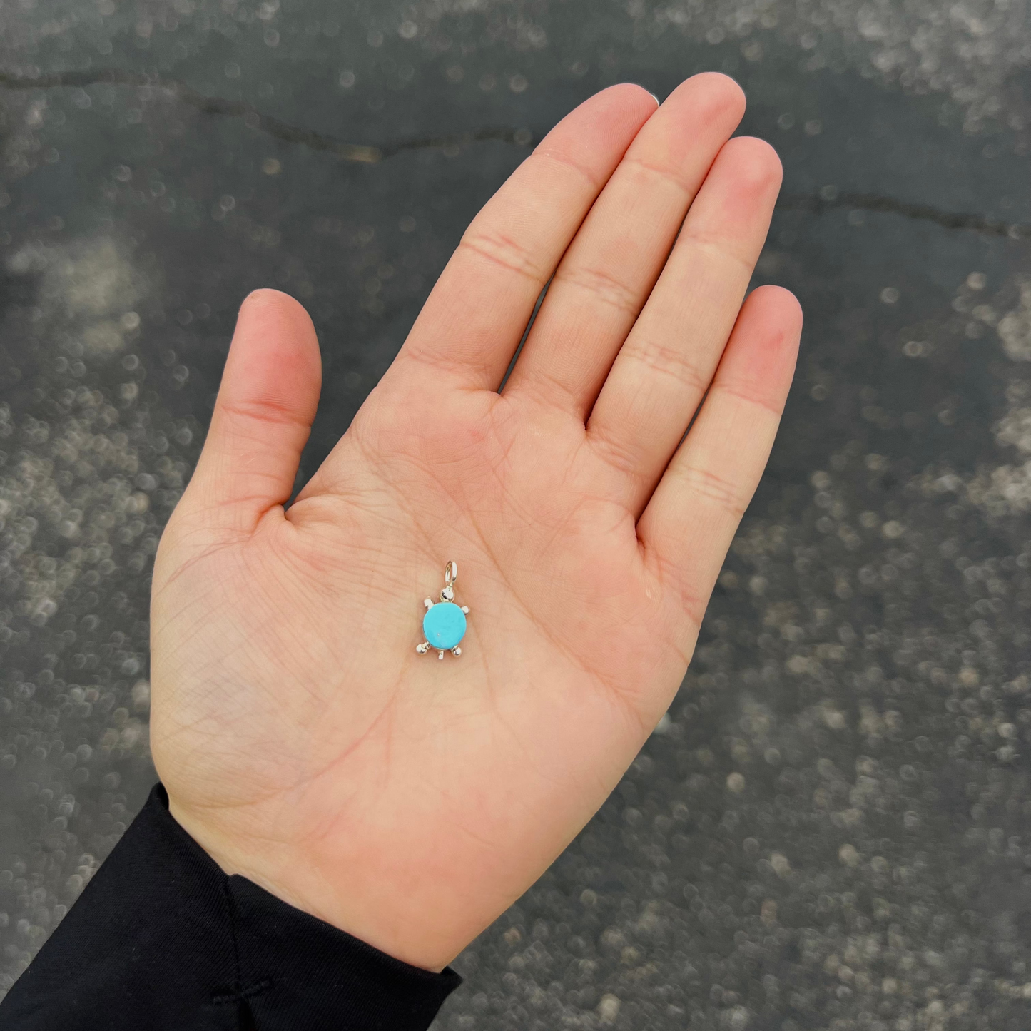 Genuine Turquoise Inlay Turtle Sterling Silver Pendant