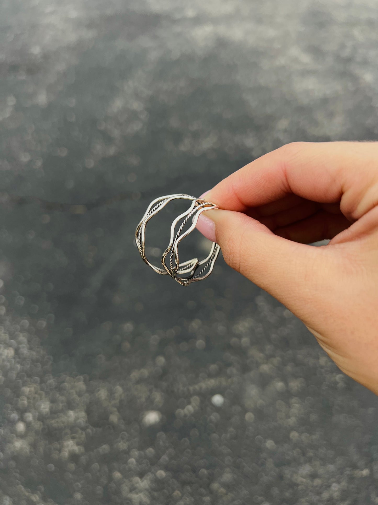 Navajo Sterling Silver Twisted Wave Hoop Earrings