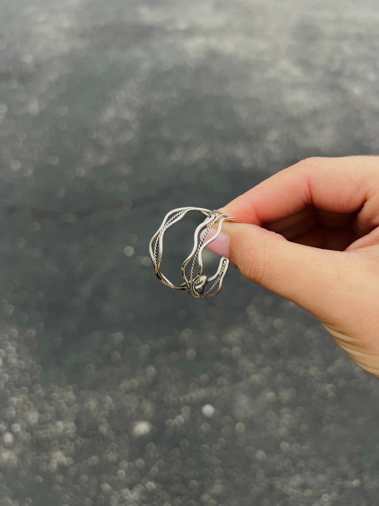 Navajo Sterling Silver Twisted Wave Hoop Earrings