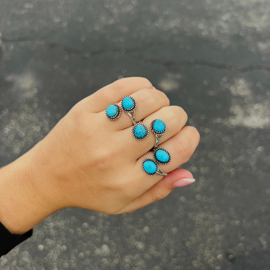 The Jane 2 Stone Genuine Turquoise Sterling Silver Wrap Ring