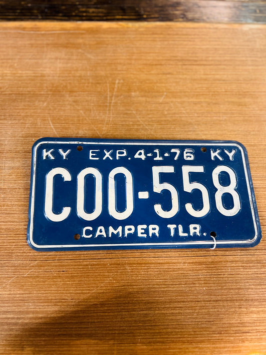 Vintage 1976 Ky Camper TLR Metal License Plate Bicentennial - 558