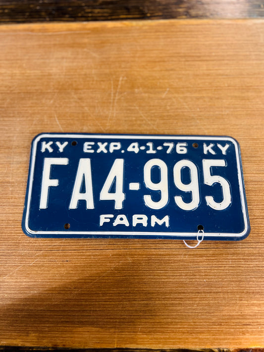 Vintage 1976 Ky Farm Metal License Plate Bicentennial