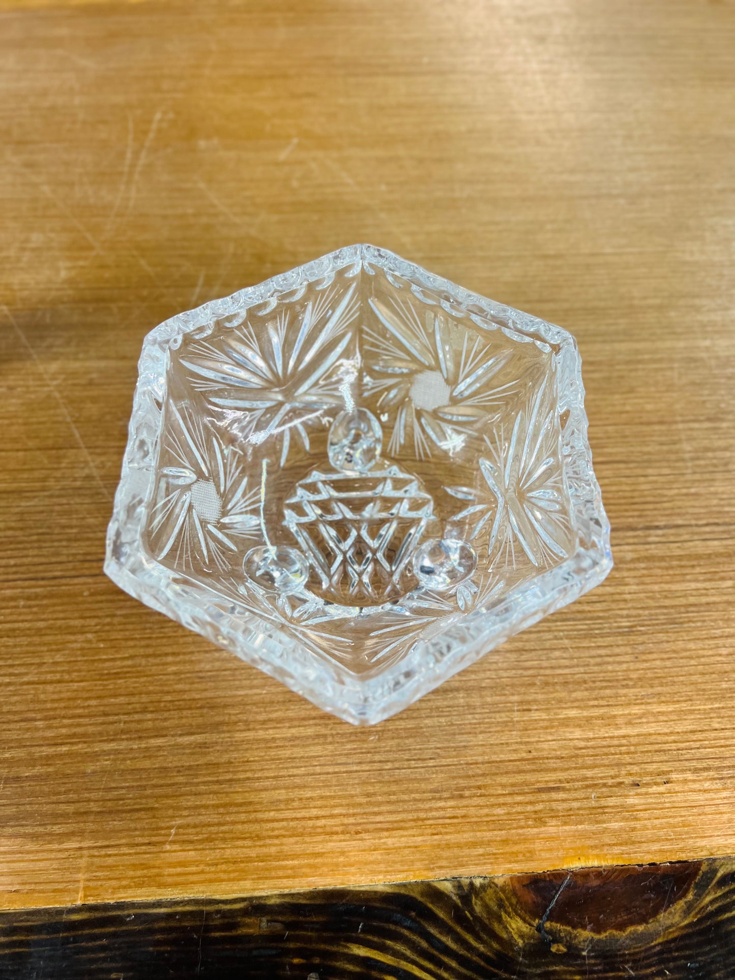 Vintage Crystal Glass Candy Dish with Lid