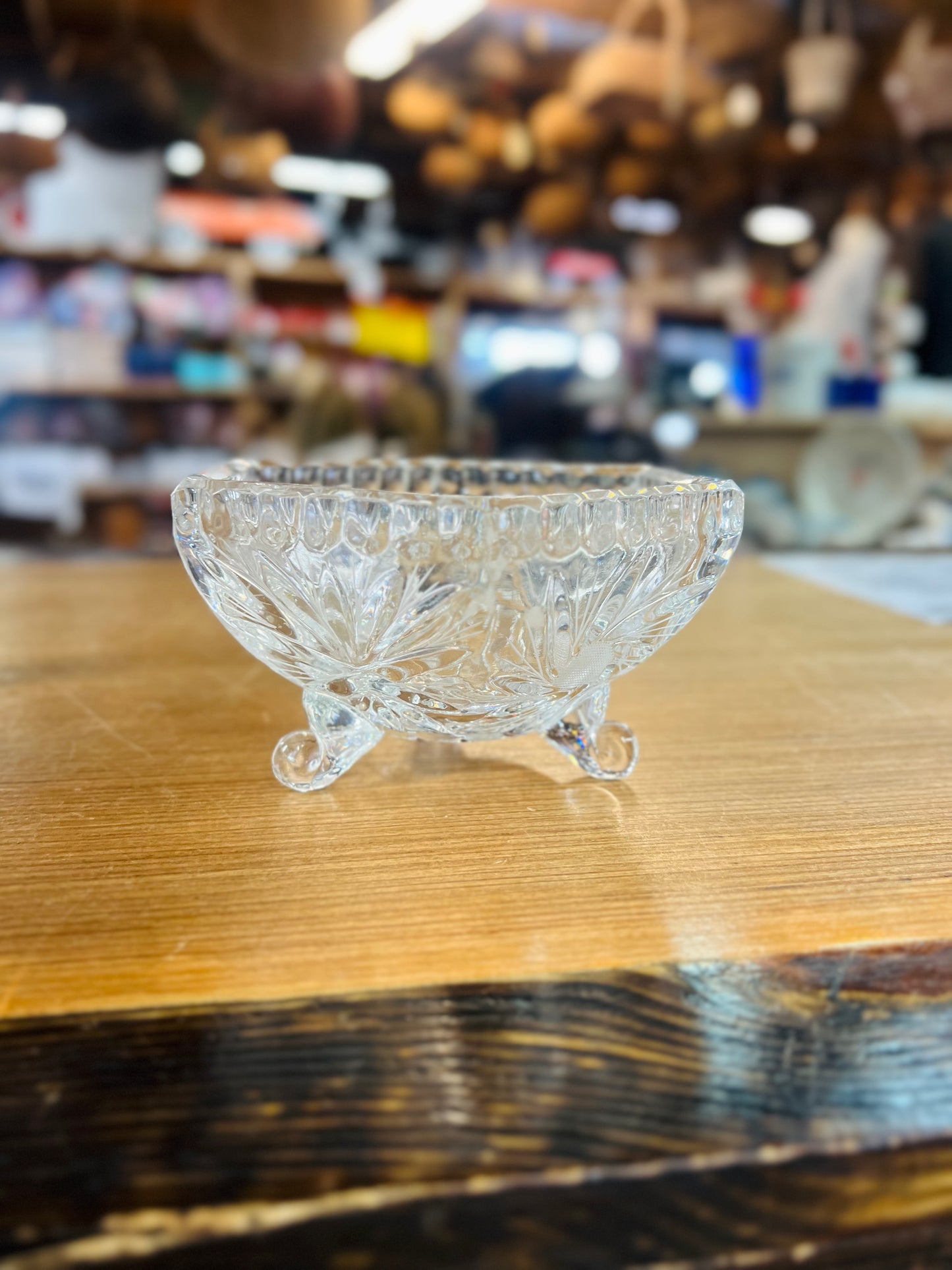 Vintage Crystal Glass Candy Dish with Lid