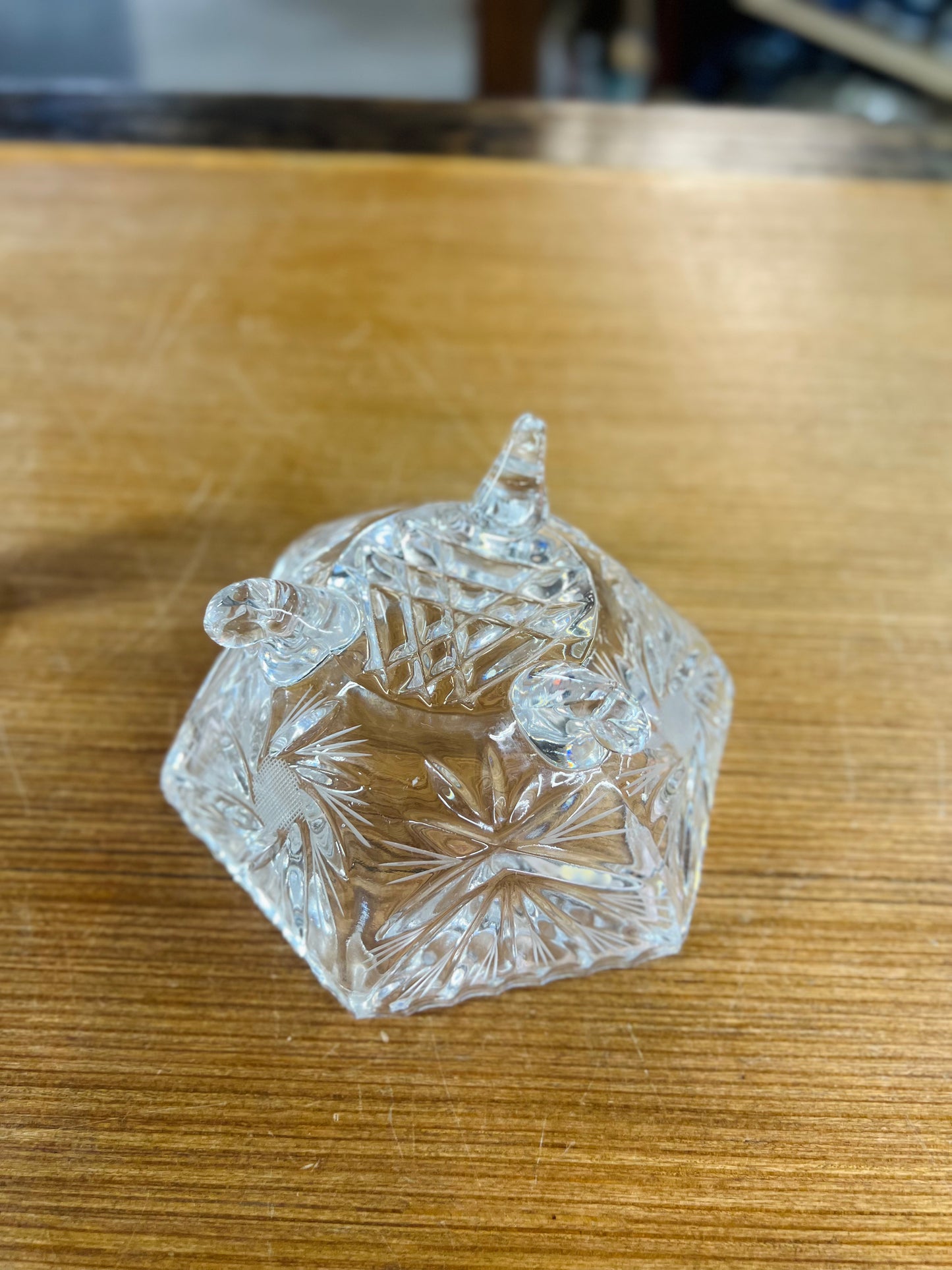 Vintage Crystal Glass Candy Dish with Lid