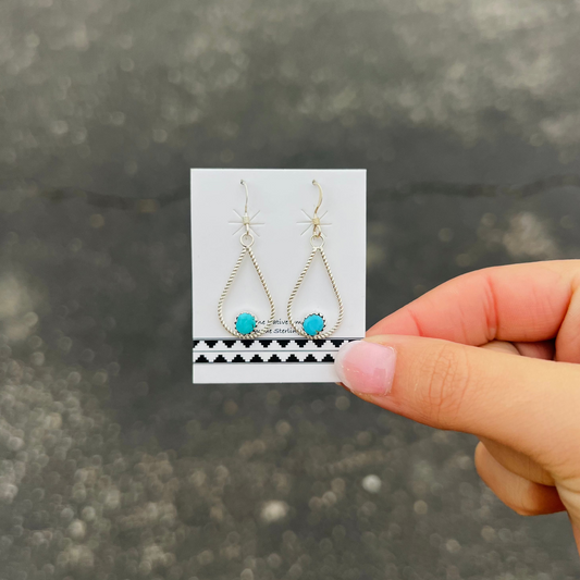 Sterling Silver Teardrop Genuine Turquoise Earrings