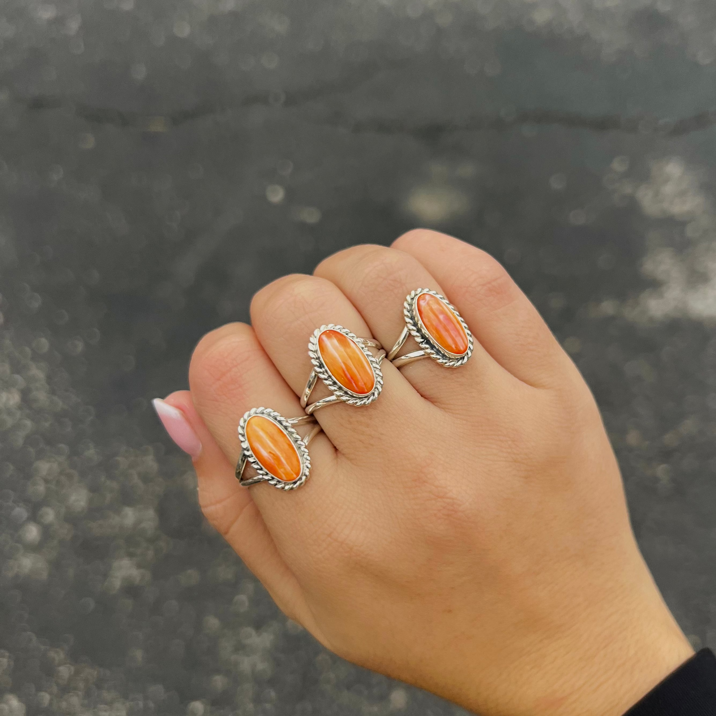 The Oneida Orange Spiny Oyster Sterling Silver Ring