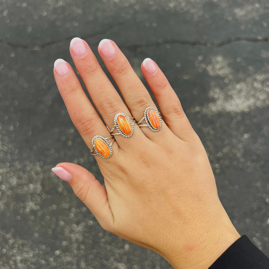 The Oneida Orange Spiny Oyster Sterling Silver Ring