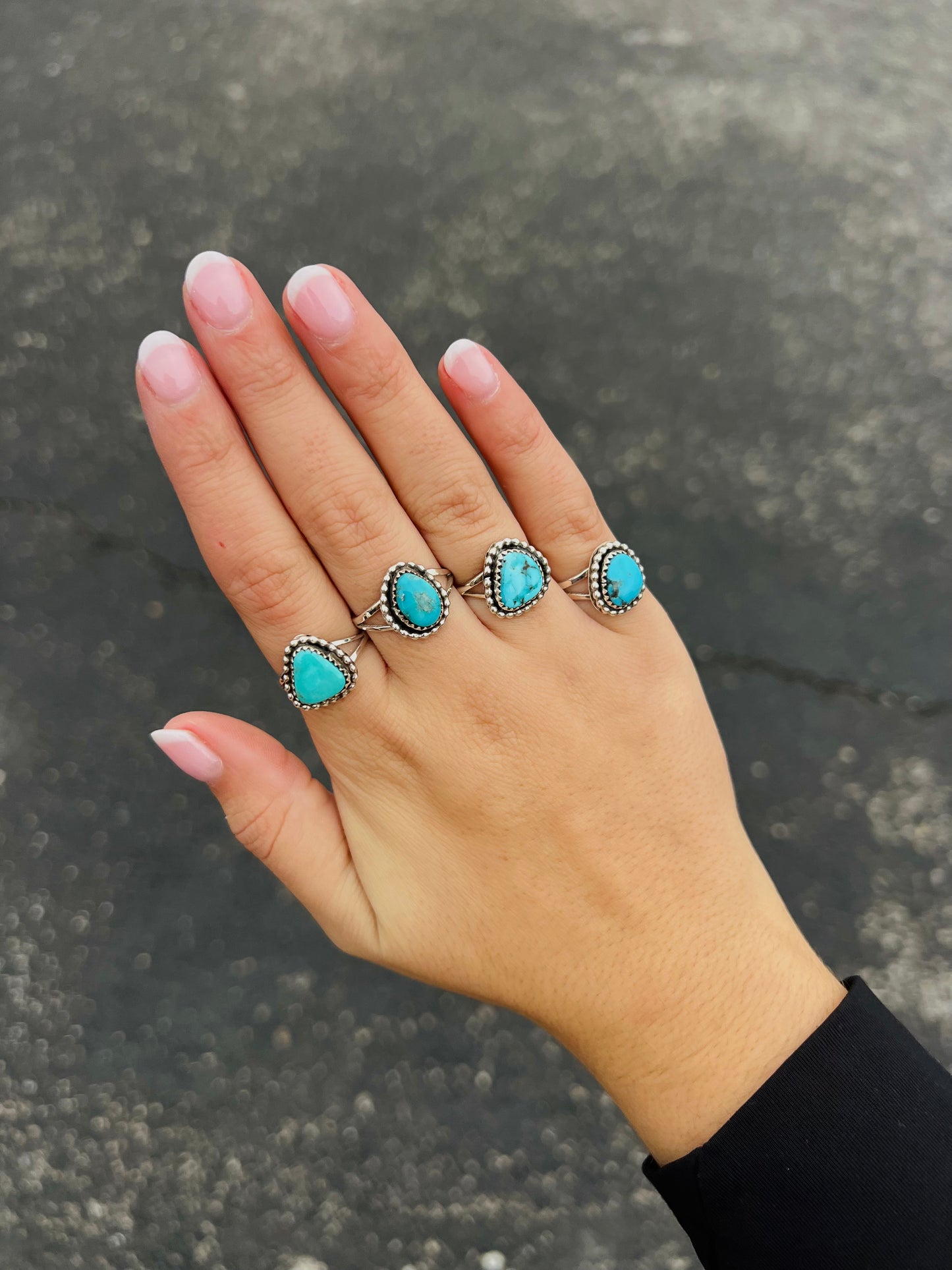 The Tatum Genuine Turquoise Sterling Silver Beaded Ring