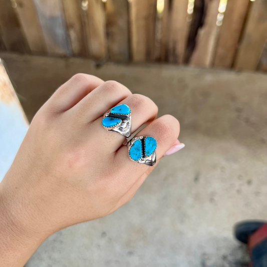 The Dual Genuine Turquoise Sterling Silver Ring