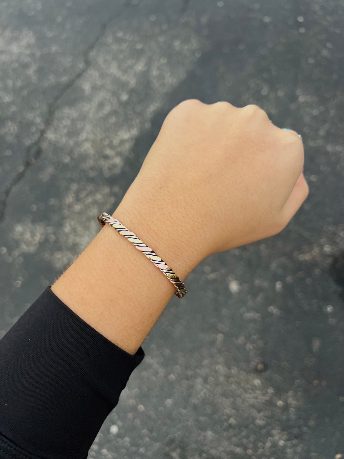 Copper, Brass, & Nickel Twisted Cuff Bracelet