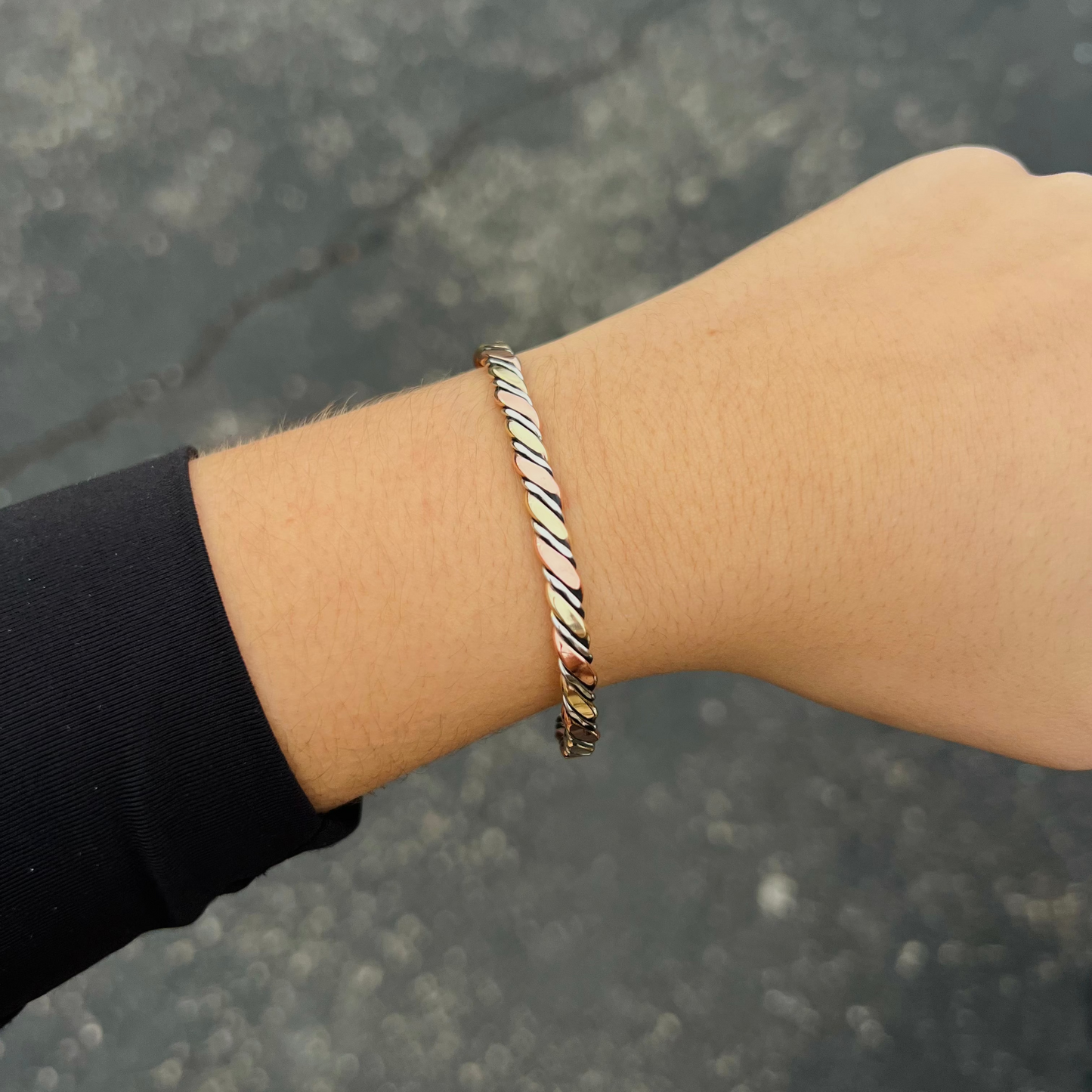 Copper, Brass, & Nickel Twisted Cuff Bracelet