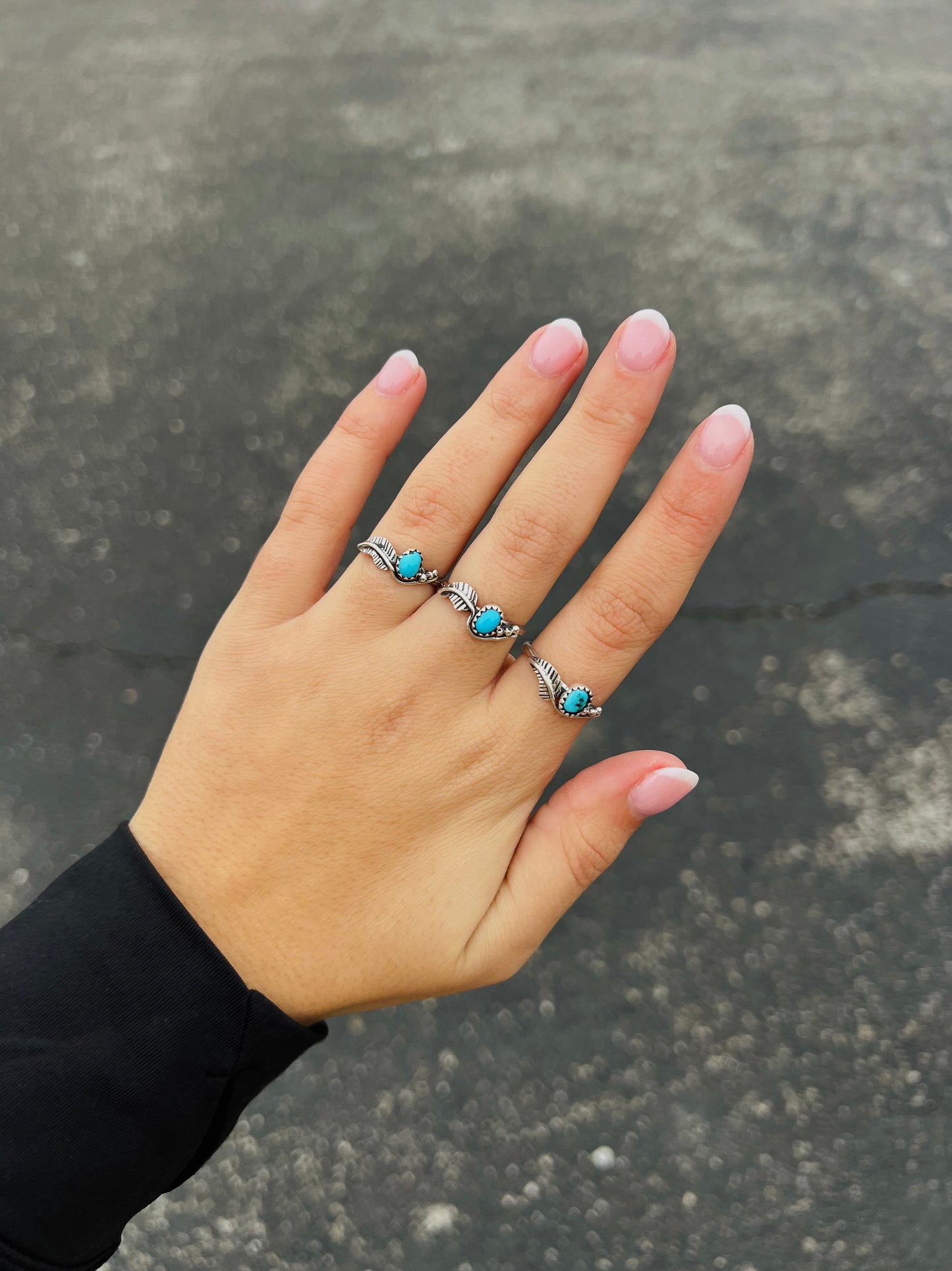 Sleeping Beauty Turquoise Feather Ring