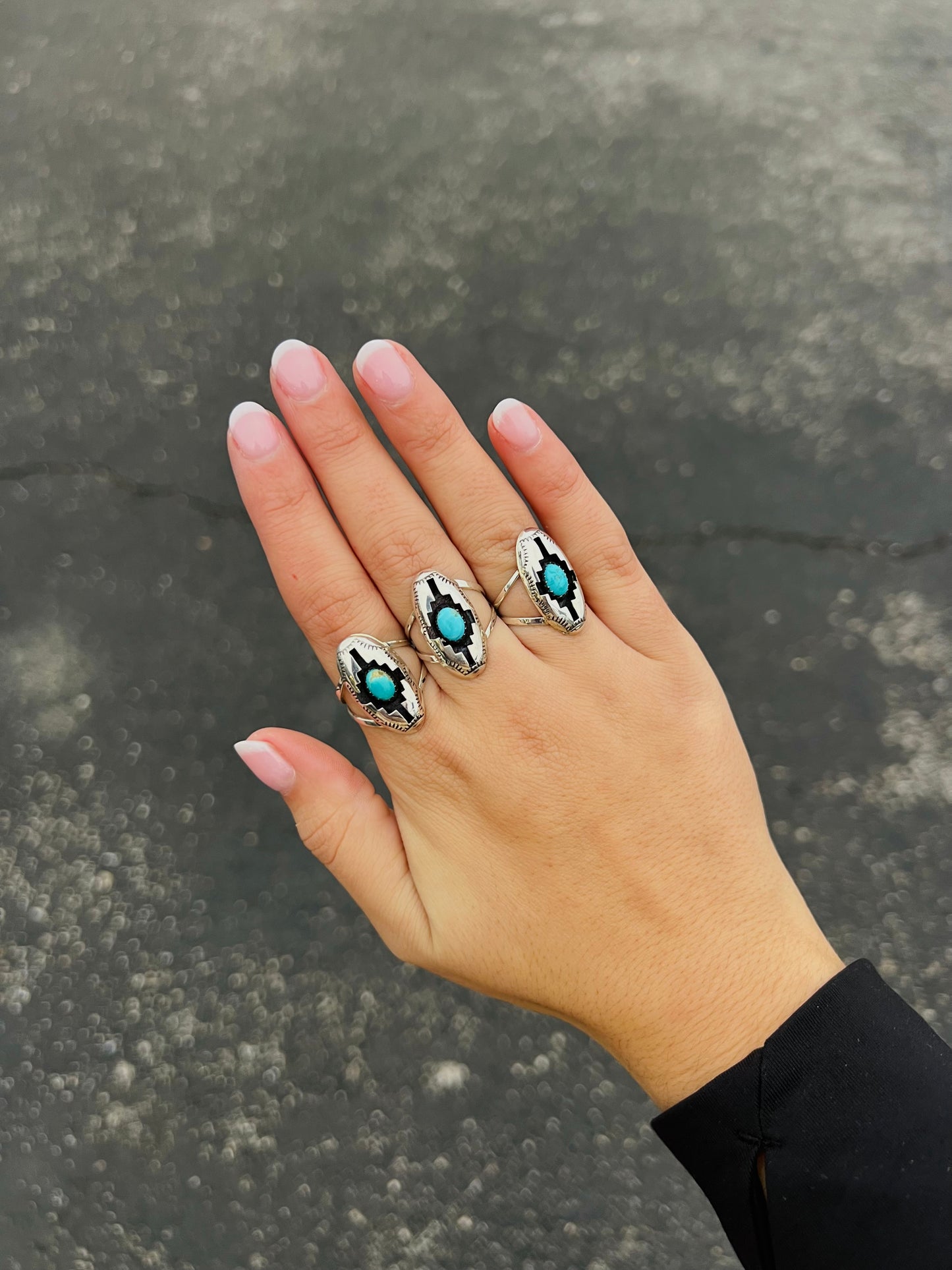 Turquoise and Sterling Silver Aztec Blessing Shadowbox Ring