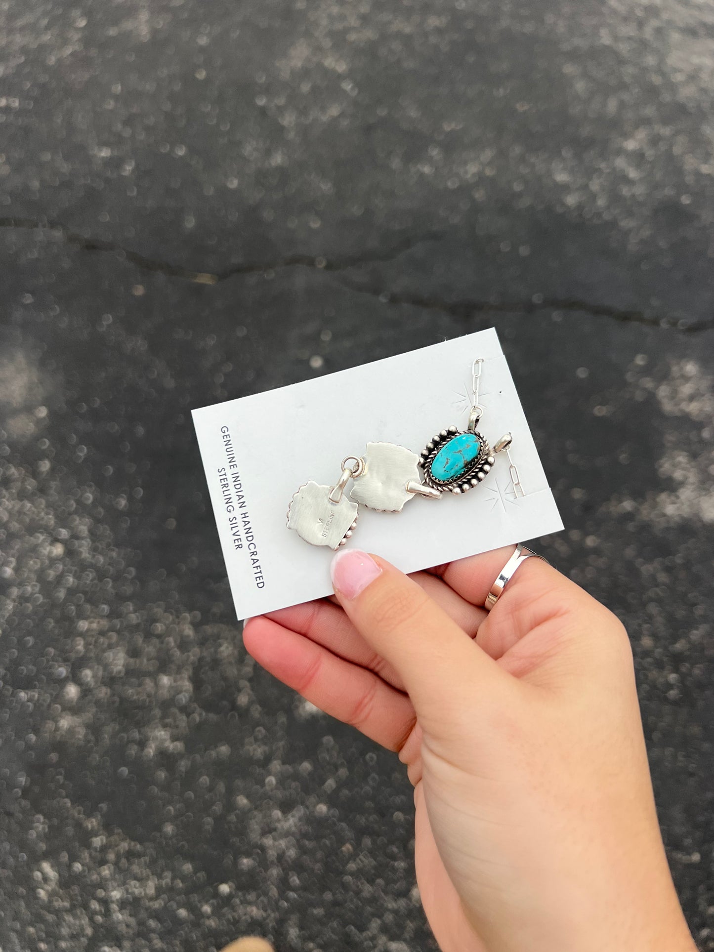 The Luci 3 Stone Oval Genuine Turquoise Sterling Silver Necklace