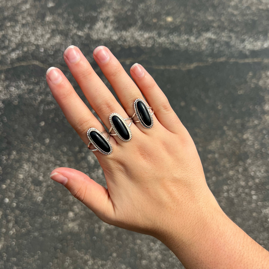 The Bria Black Onyx Oval Sterling Silver Ring