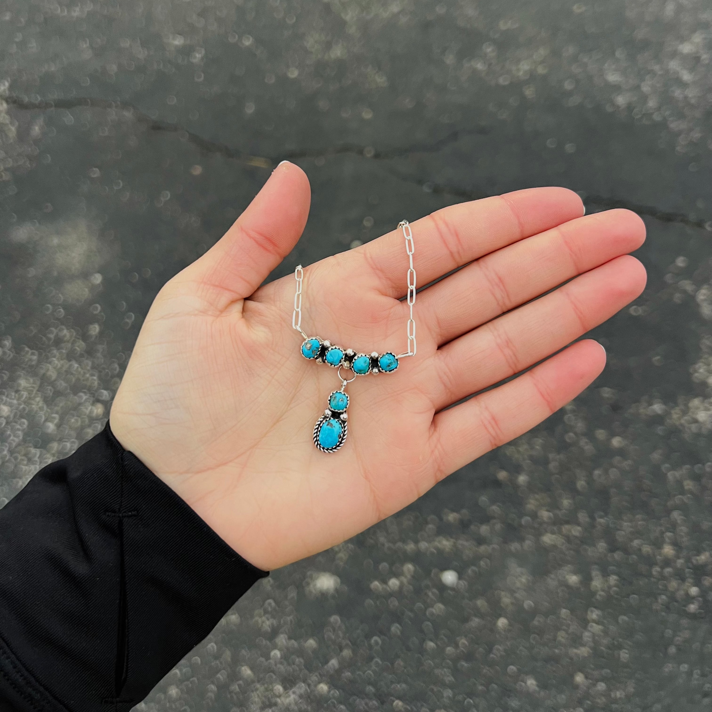 The Sienna 6 Stone Natural Sleeping Beauty Turquoise Sterling Silver Necklace