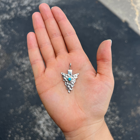 Genuine Turquoise Sterling Silver Arrowhead Pendant