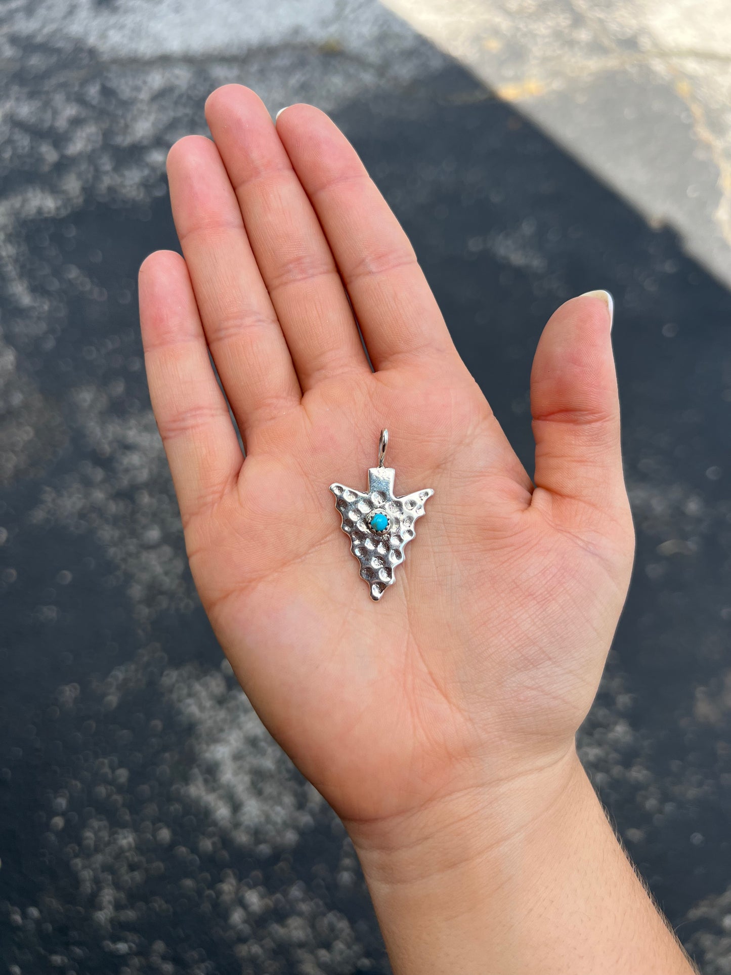 Genuine Turquoise Sterling Silver Arrowhead Pendant