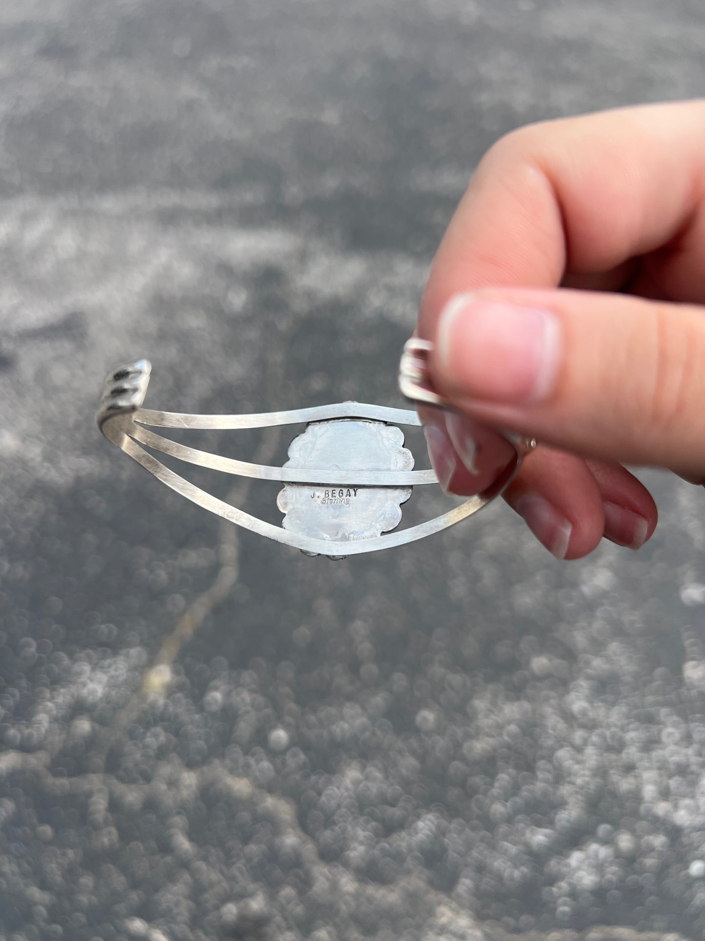 The Peri Genuine Turquoise Scalloped Sterling Silver Cuff