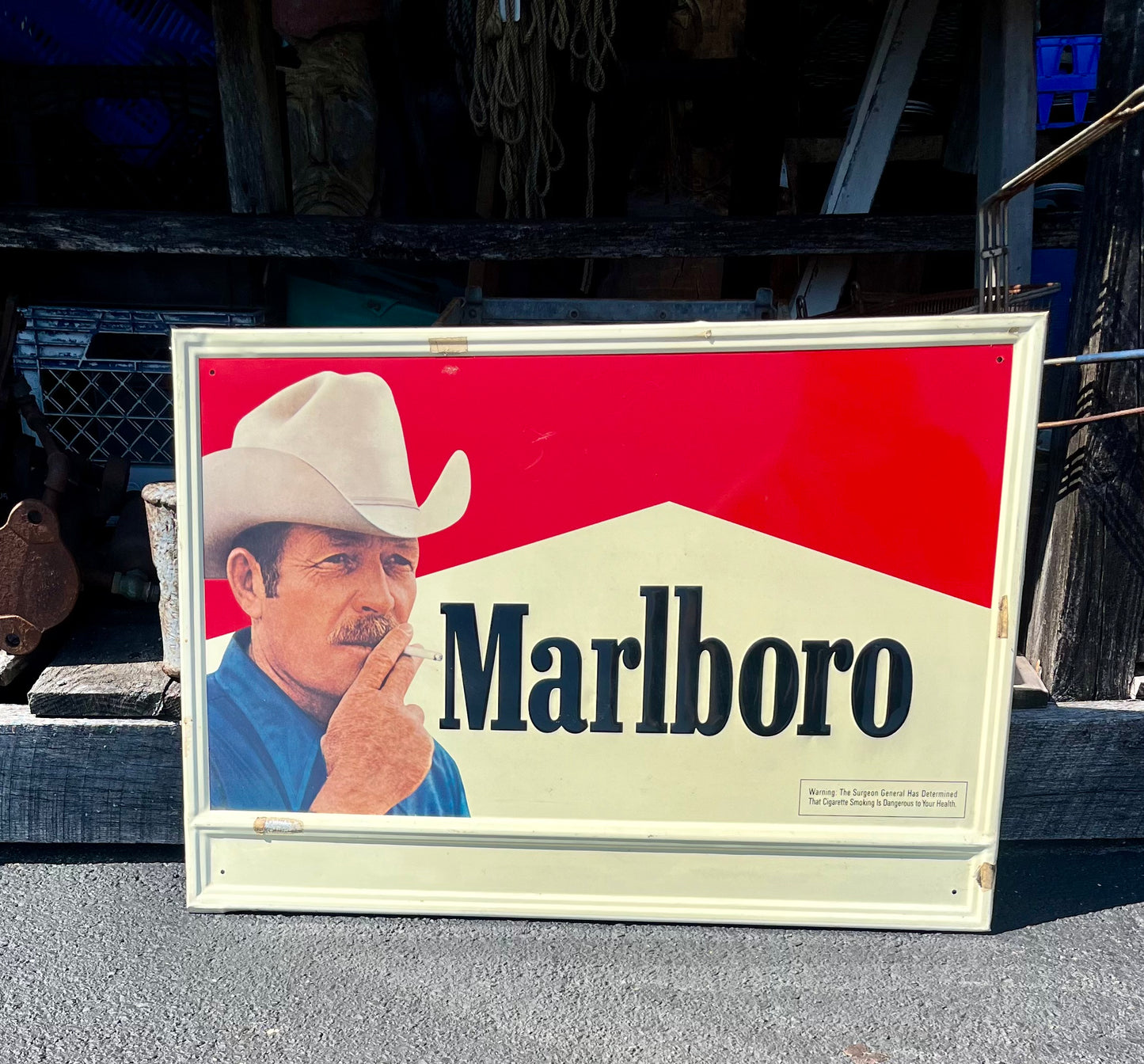 Vintage Marlboro Logo and Cowboy Sign