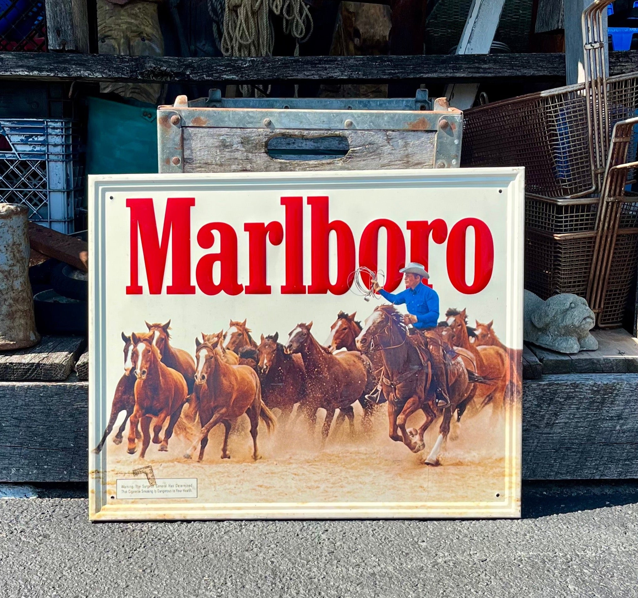 Vintage Marlboro Man Sign Featuring Running Horses – The Olde General Store